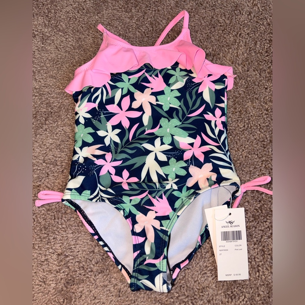 🆕 Angel Kids Floral One Piece Bathing Suit